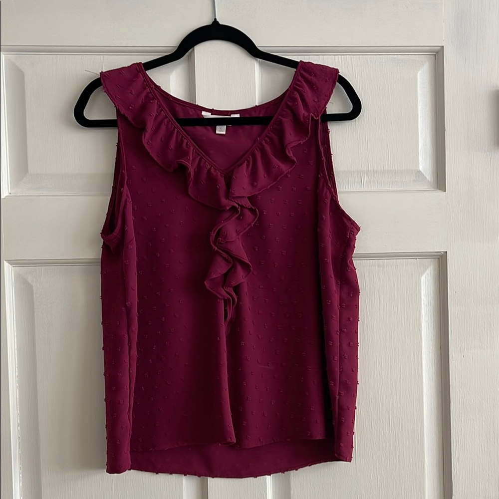 Elegant Burgundy Ruffle Top